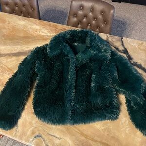Fuzzy green coat from Target